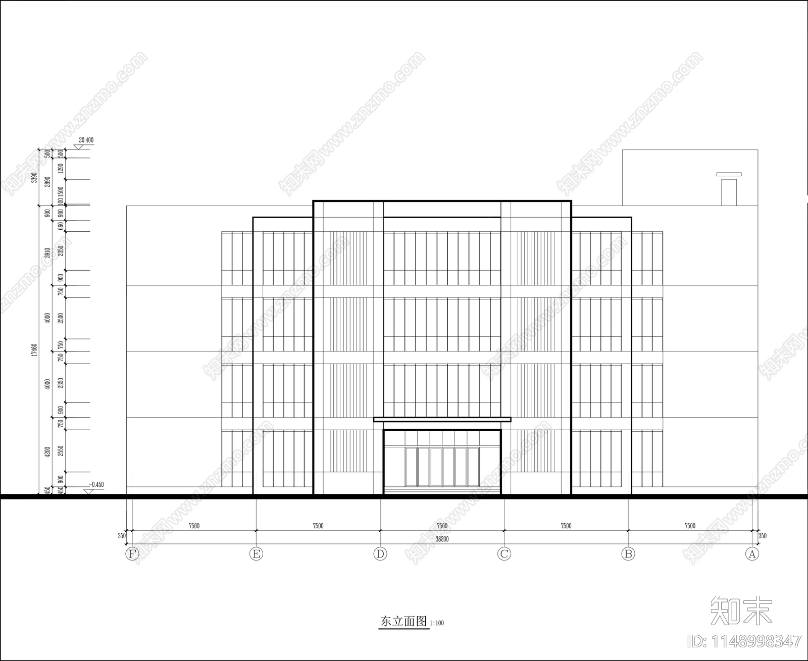 四层图书馆建筑cad施工图下载【ID:1148998347】