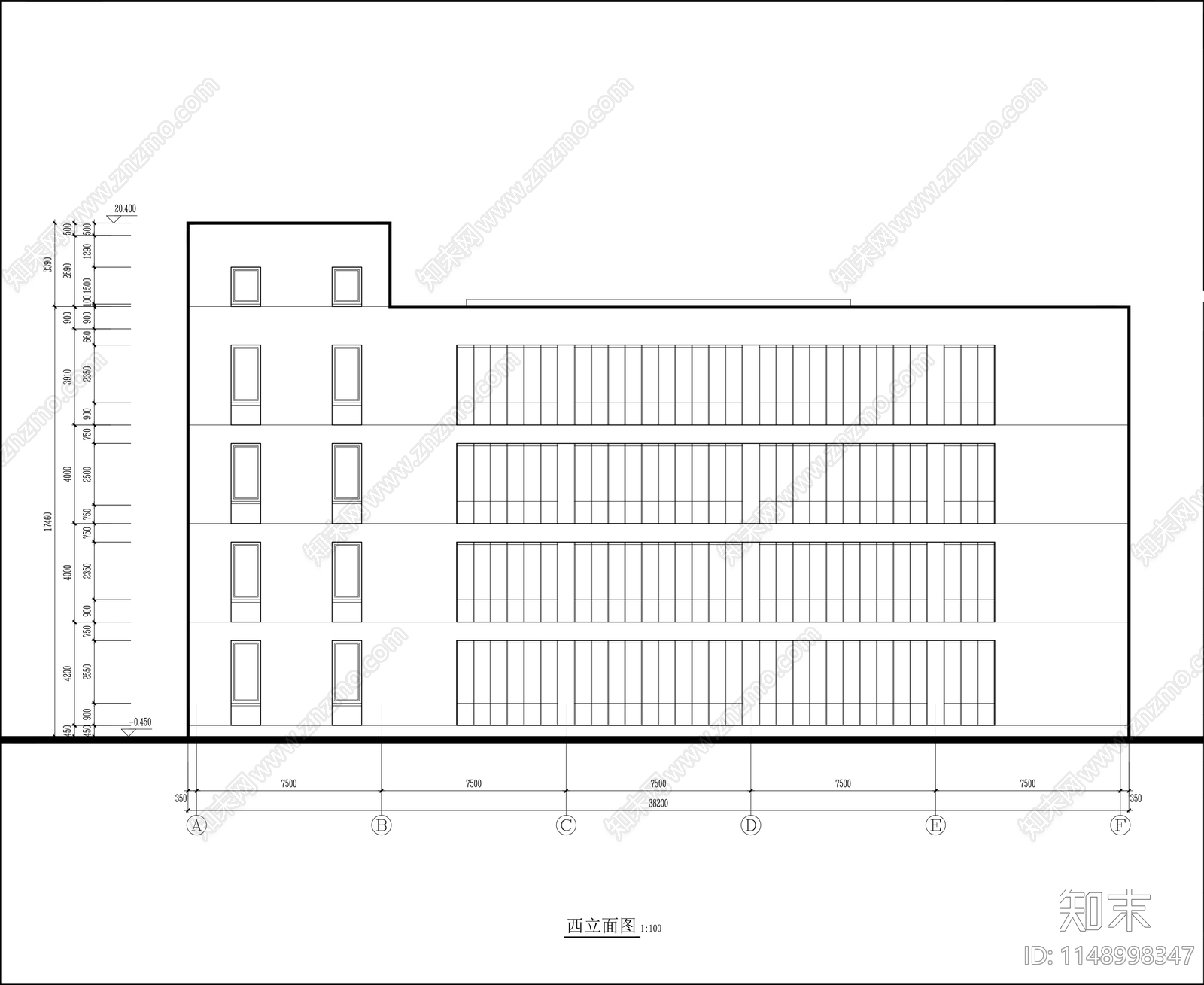 四层图书馆建筑cad施工图下载【ID:1148998347】