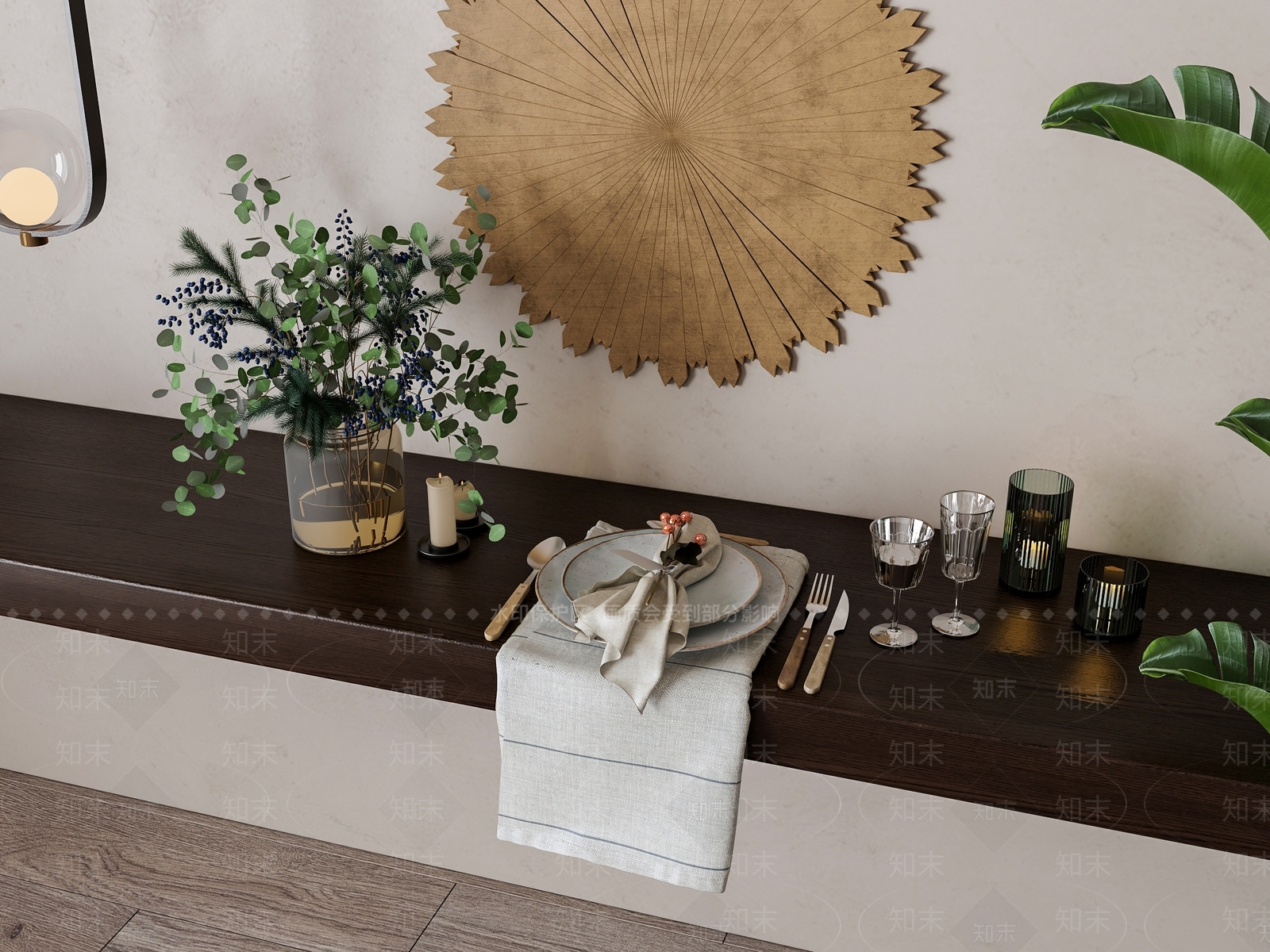 现代餐具花瓶组合3D模型下载【ID:1148998433】