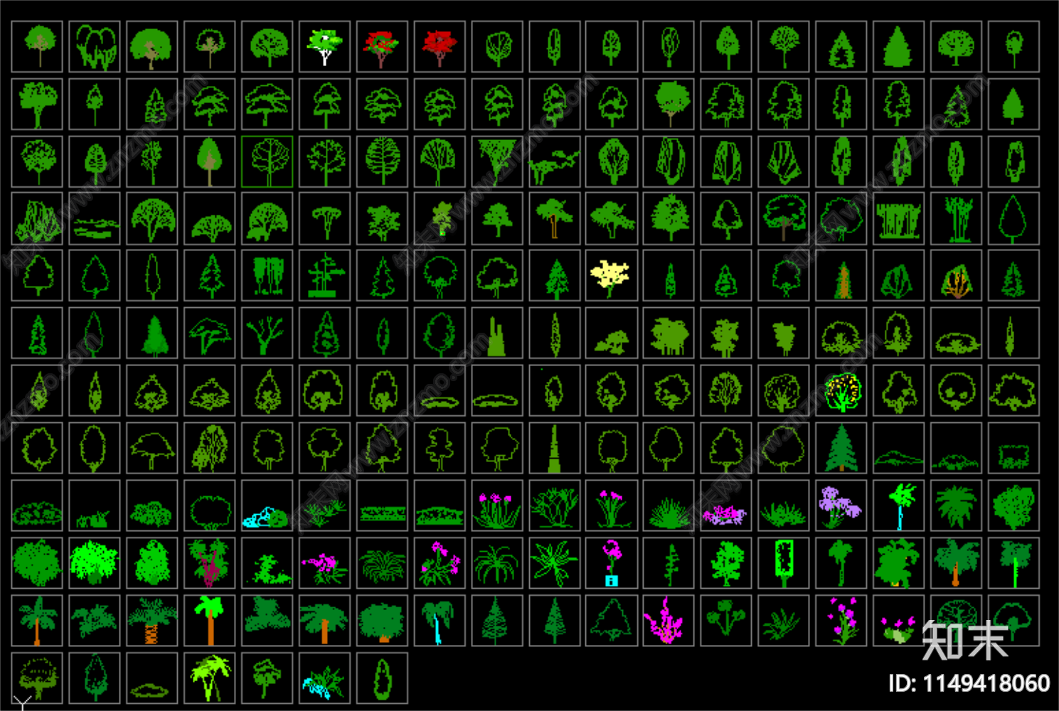 常用园林植物图库施工图下载【ID:1149418060】