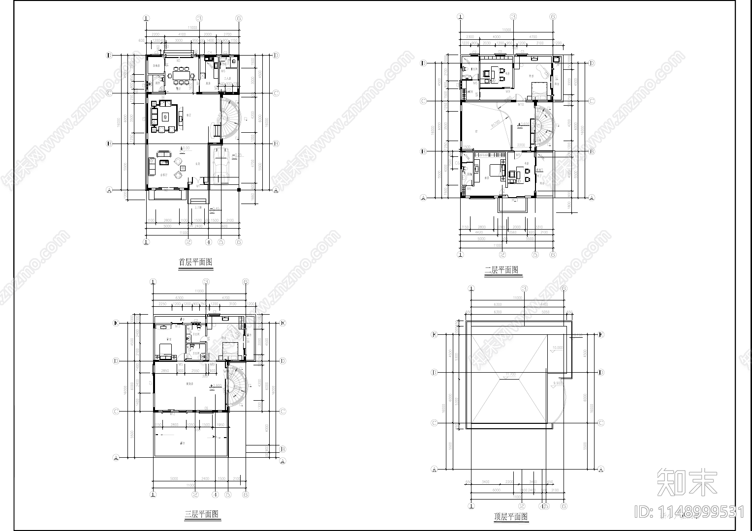 20套别墅自建房建筑cad施工图下载【ID:1148999531】