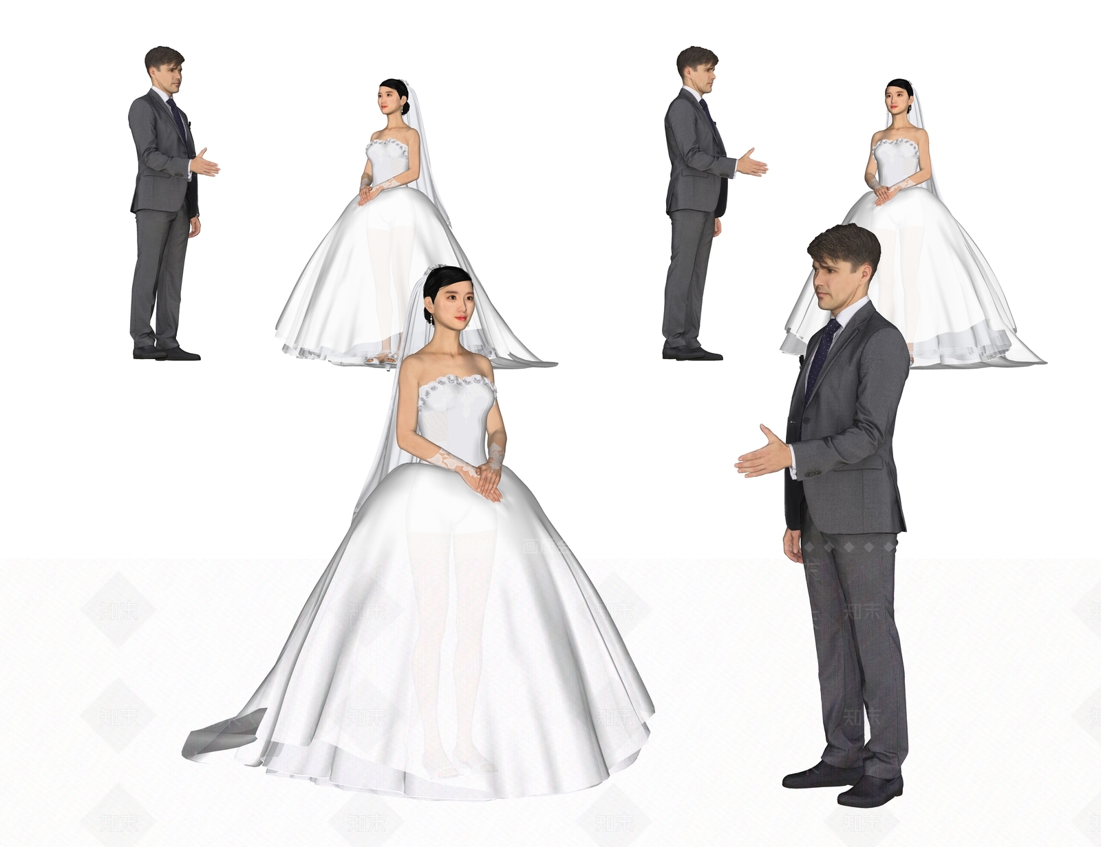 婚礼新人SU模型下载【ID:1149000875】