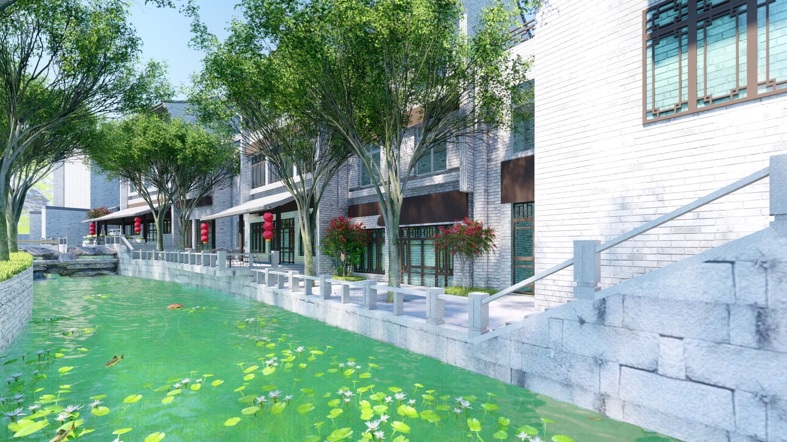 新中式仿古商业街SU模型下载【ID:1149001787】