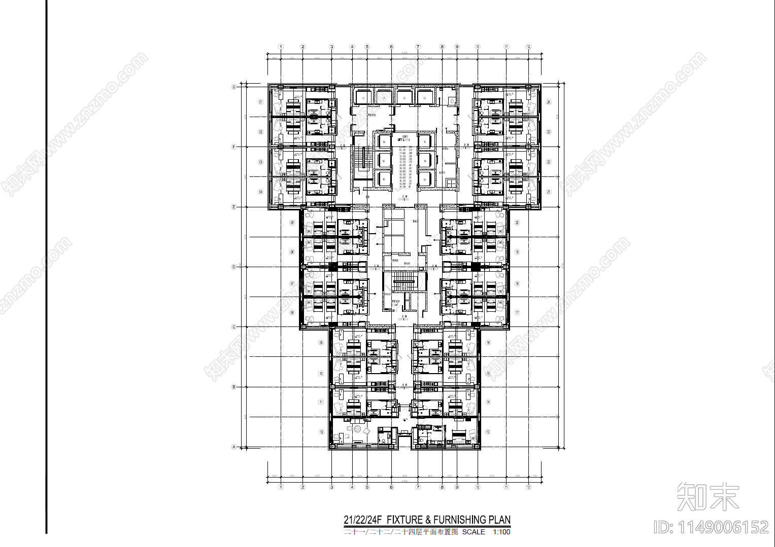 五星级酒店室内cad施工图下载【ID:1149006152】