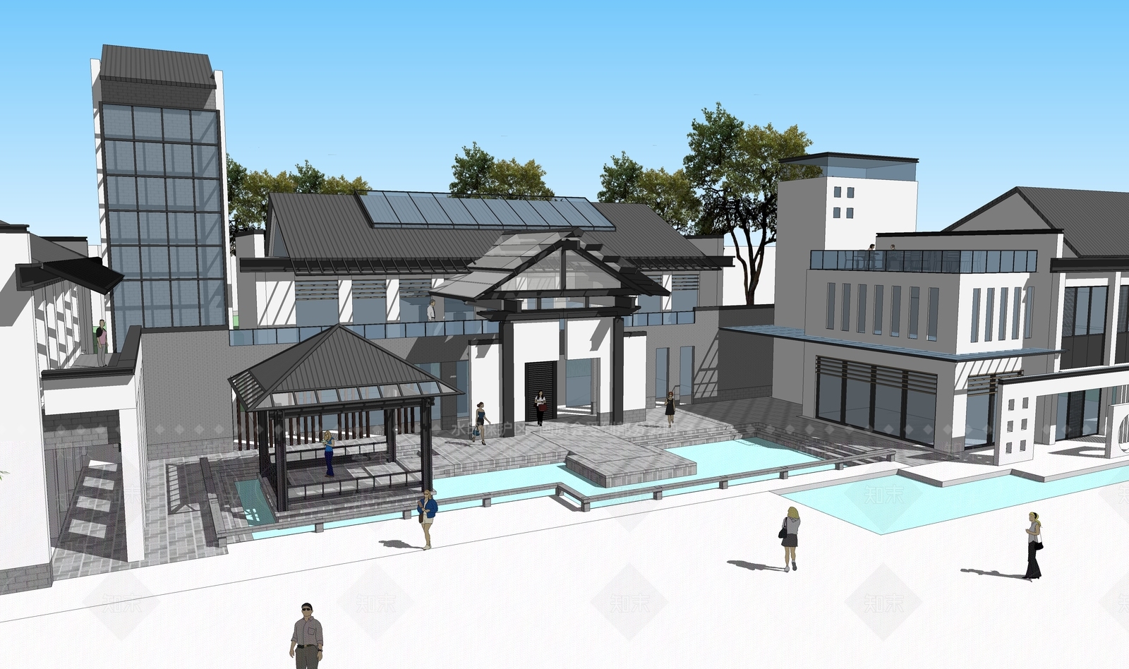 新中式展览馆SU模型下载【ID:1149006452】
