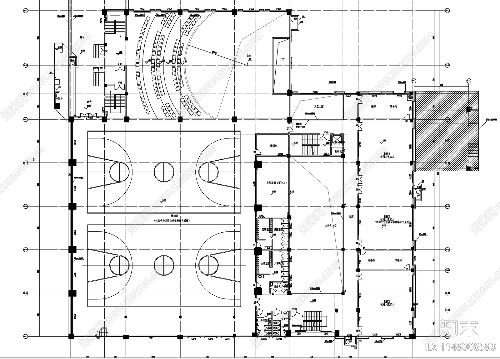 学校多功能综合体育馆建筑施工图下载【ID:1149006590】