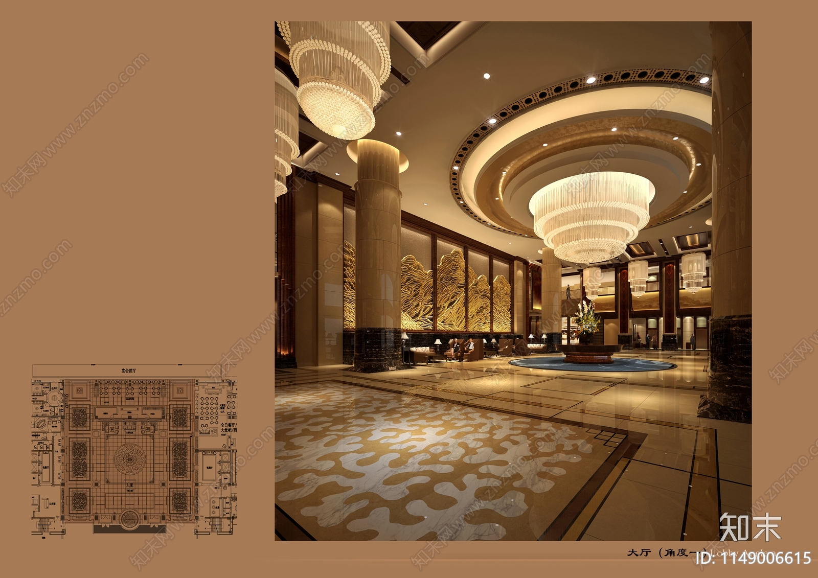 最新经典奢华五星级大酒店室内cad施工图下载【ID:1149006615】