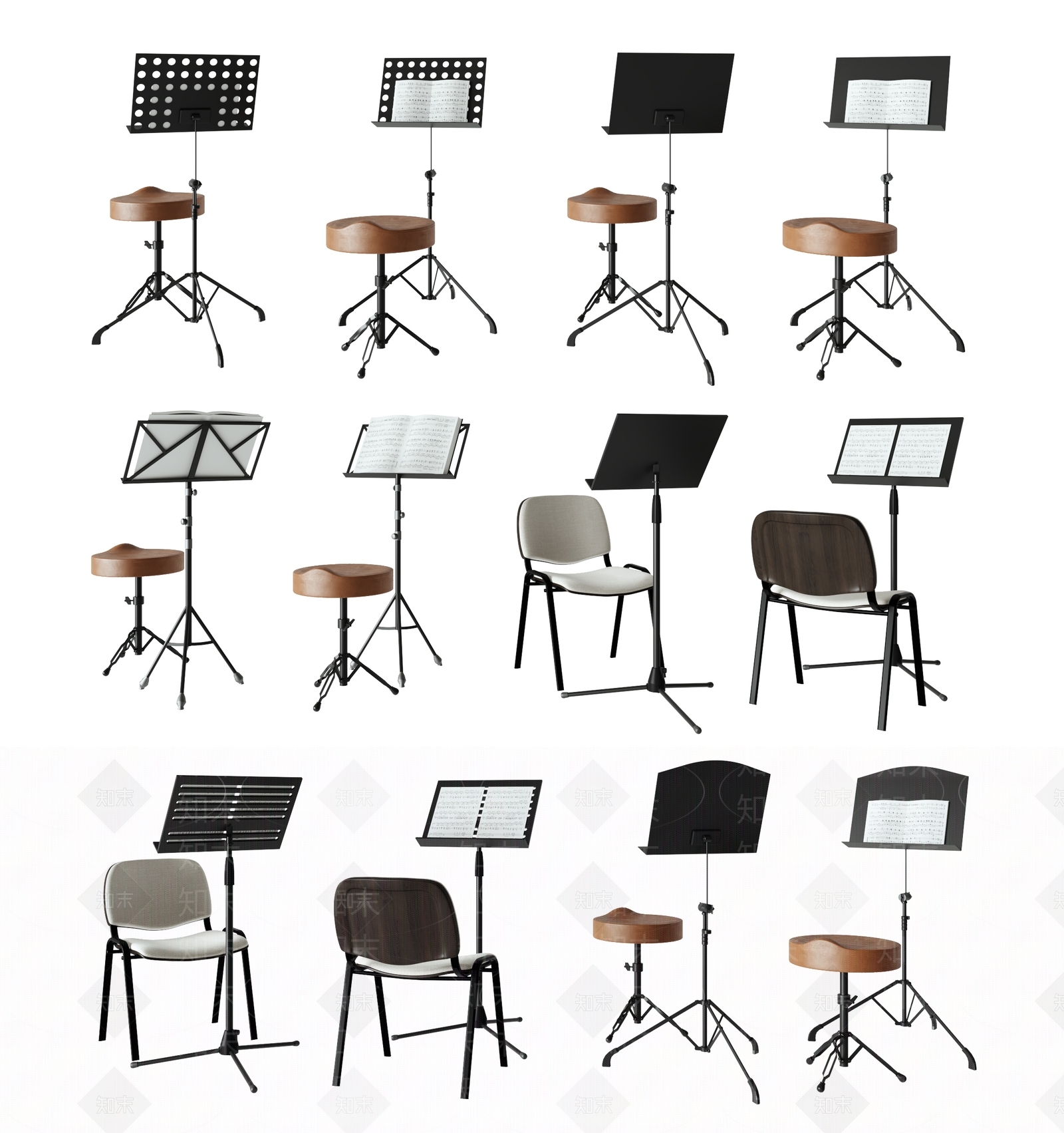 现代乐谱架3D模型下载【ID:1149007238】