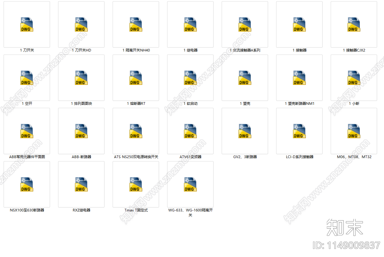 开关断路器图库cad施工图下载【ID:1149009837】