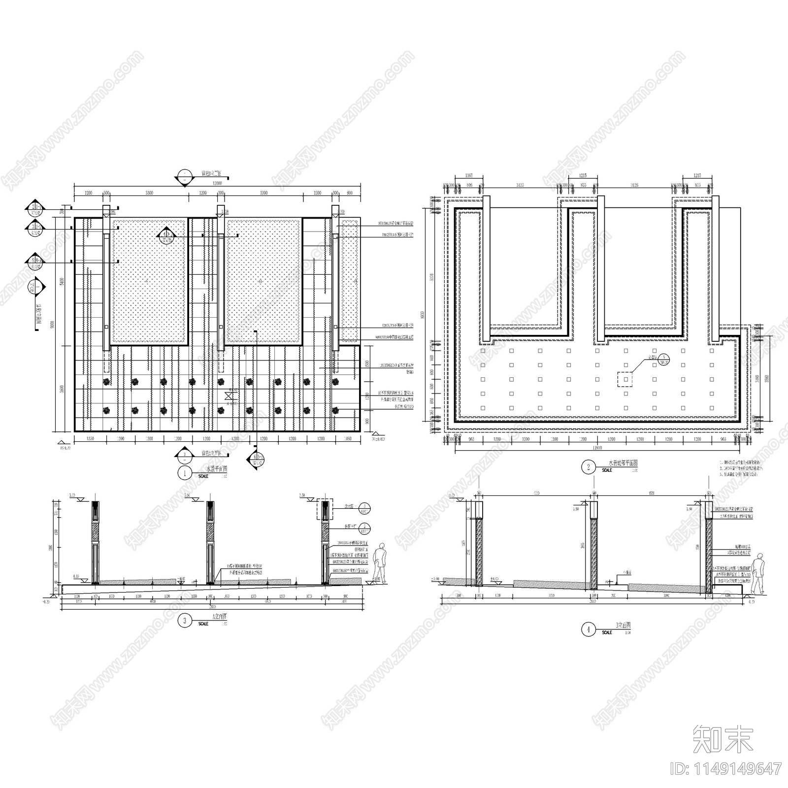 入口屏风cad施工图下载【ID:1149149647】