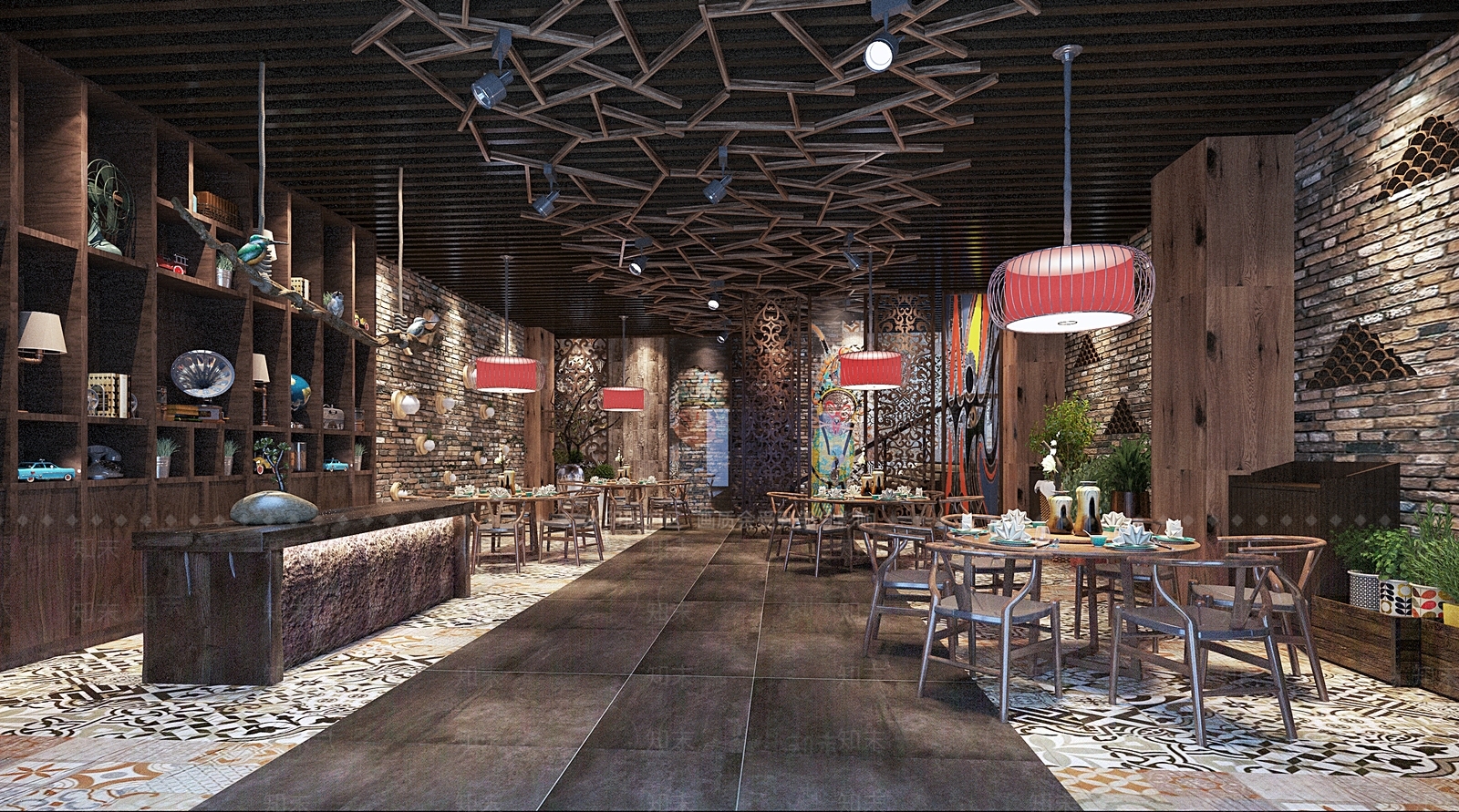 中式餐厅3D模型下载【ID:1149012267】