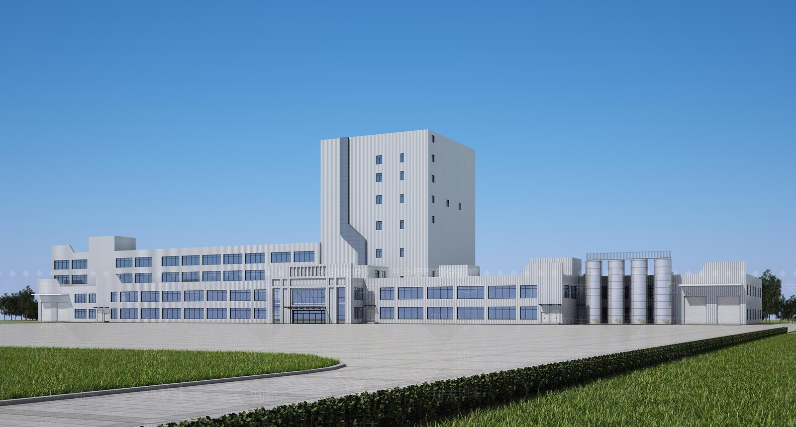 现代工业厂房建筑外观3D模型下载【ID:1149013309】