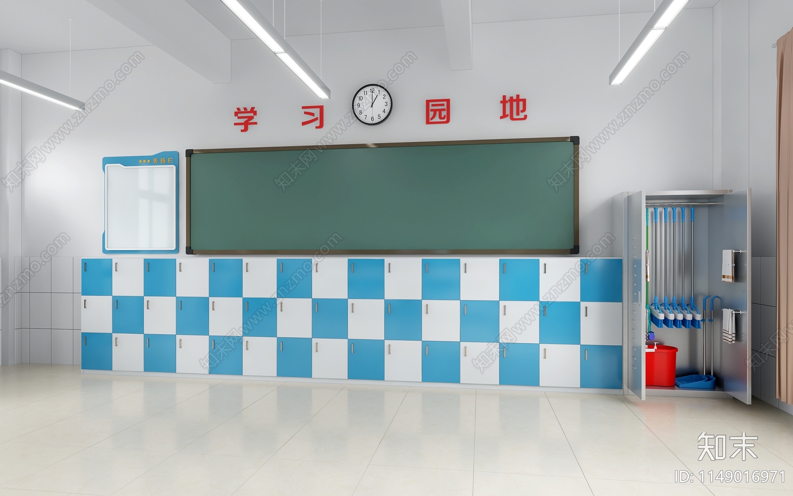 现代中小学课室班级教室3D模型下载【ID:1149016971】