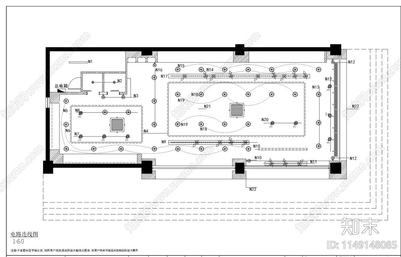 90平方男装服装店施工图cad施工图下载【ID:1149148085】