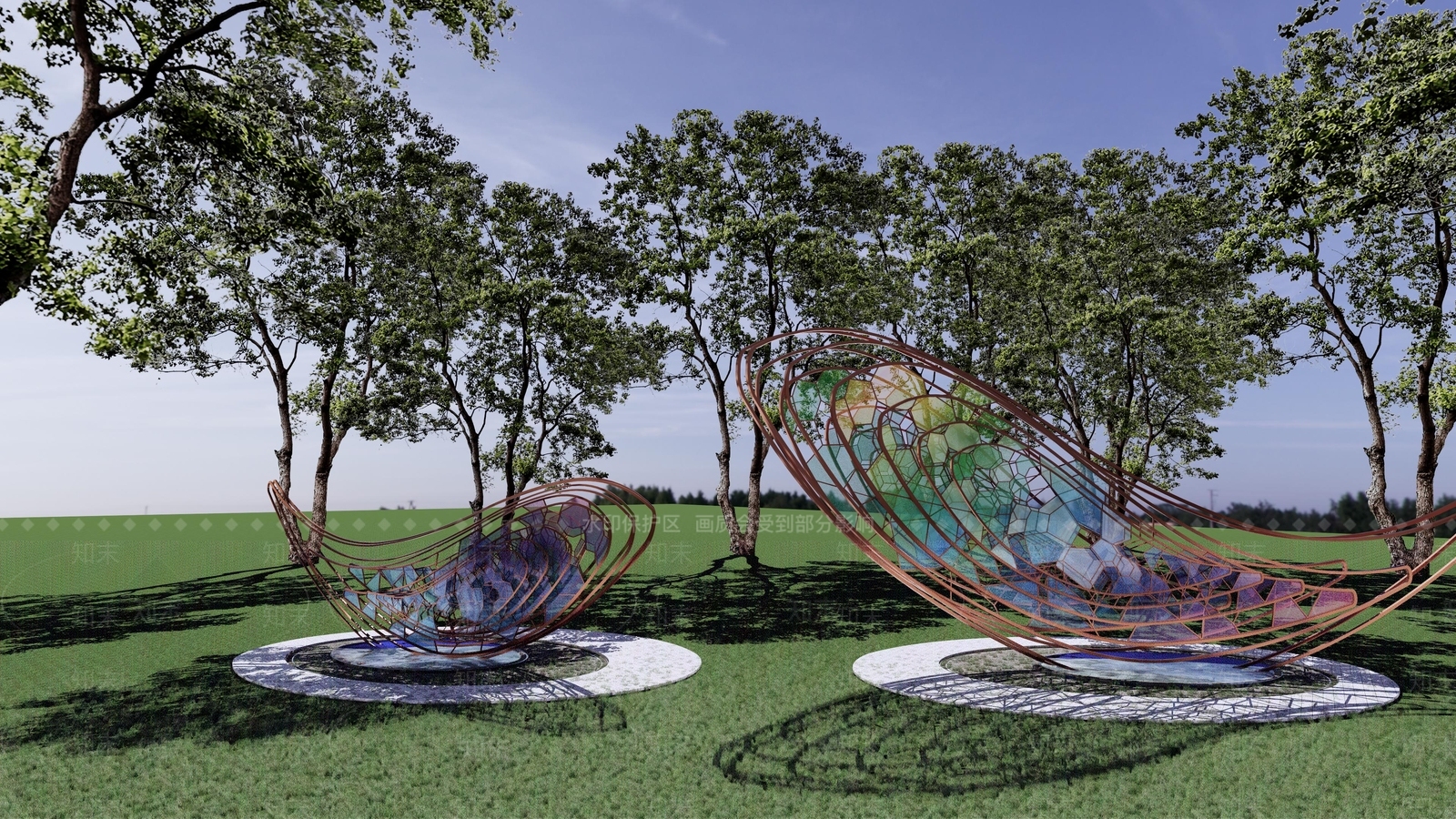 厨房鱼型渐变玻璃雕塑SU模型下载【ID:1149019464】