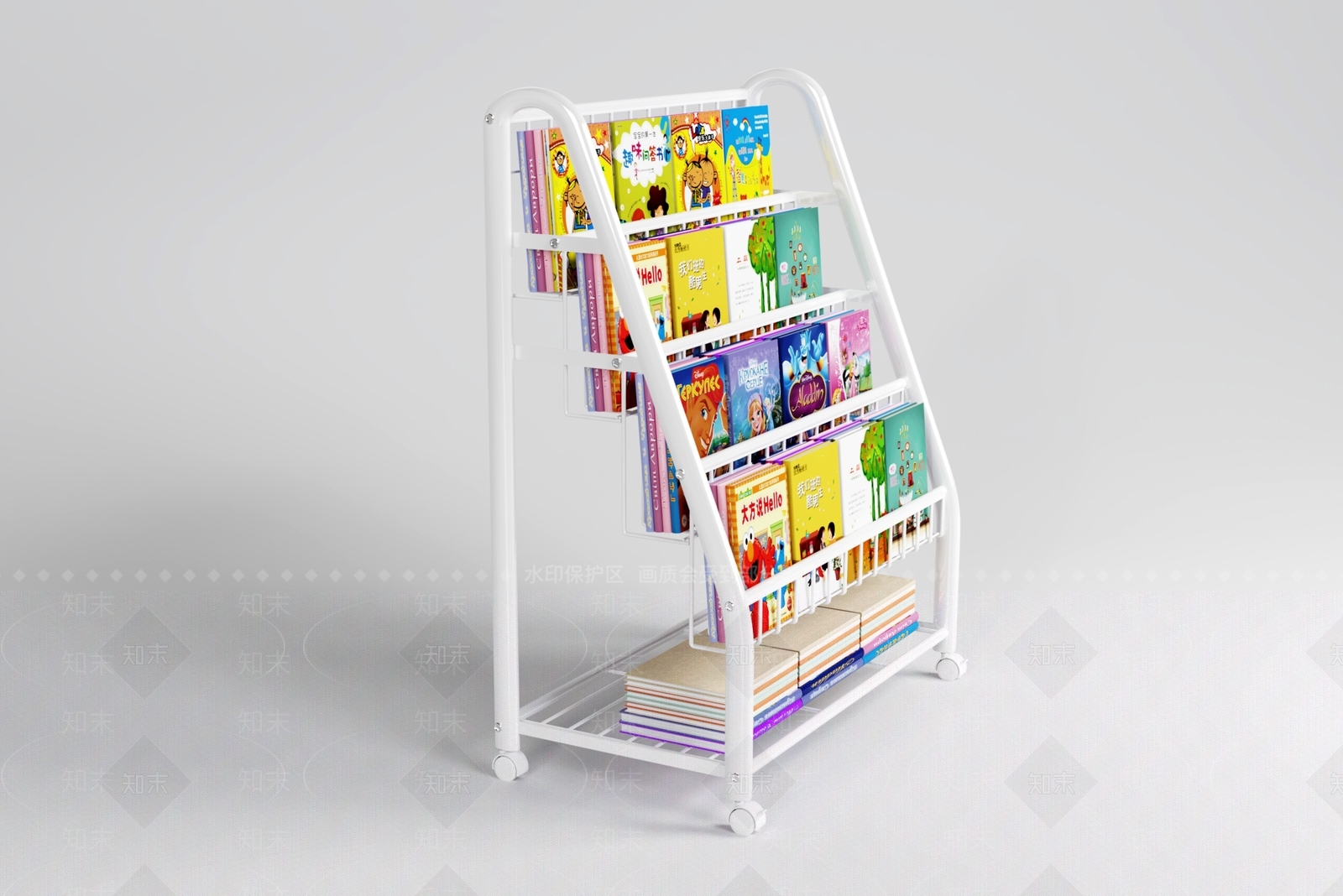 现代铁艺书架3D模型下载【ID:1149022004】