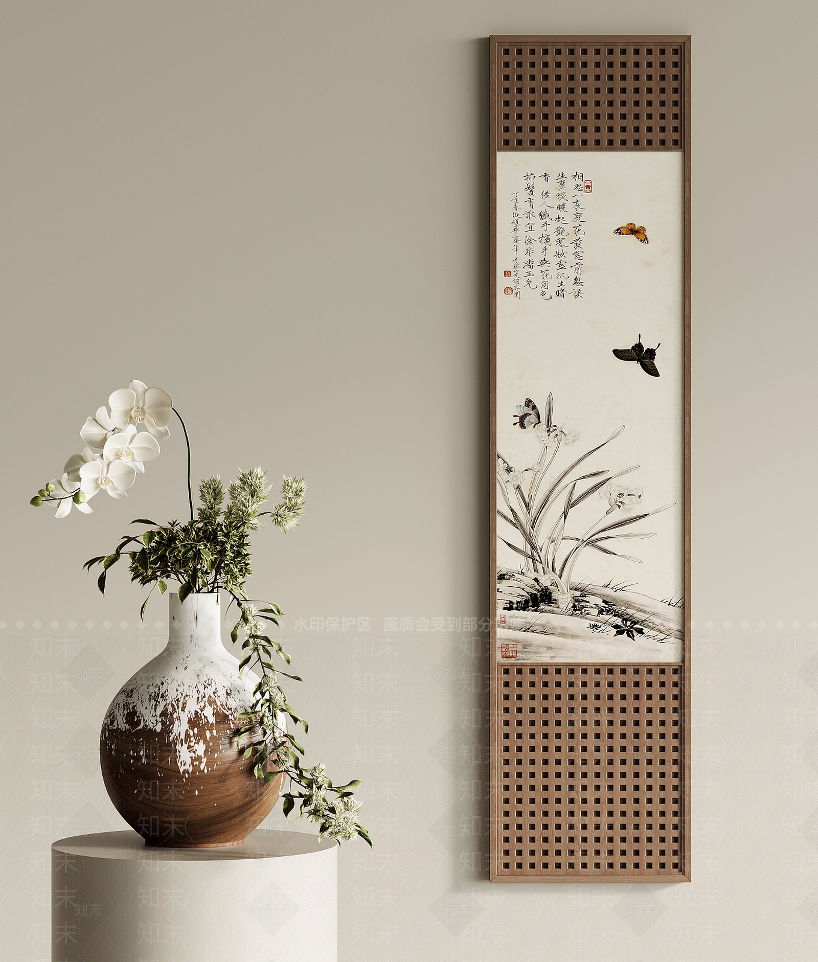 中式国画装饰画3D模型下载【ID:1149024869】