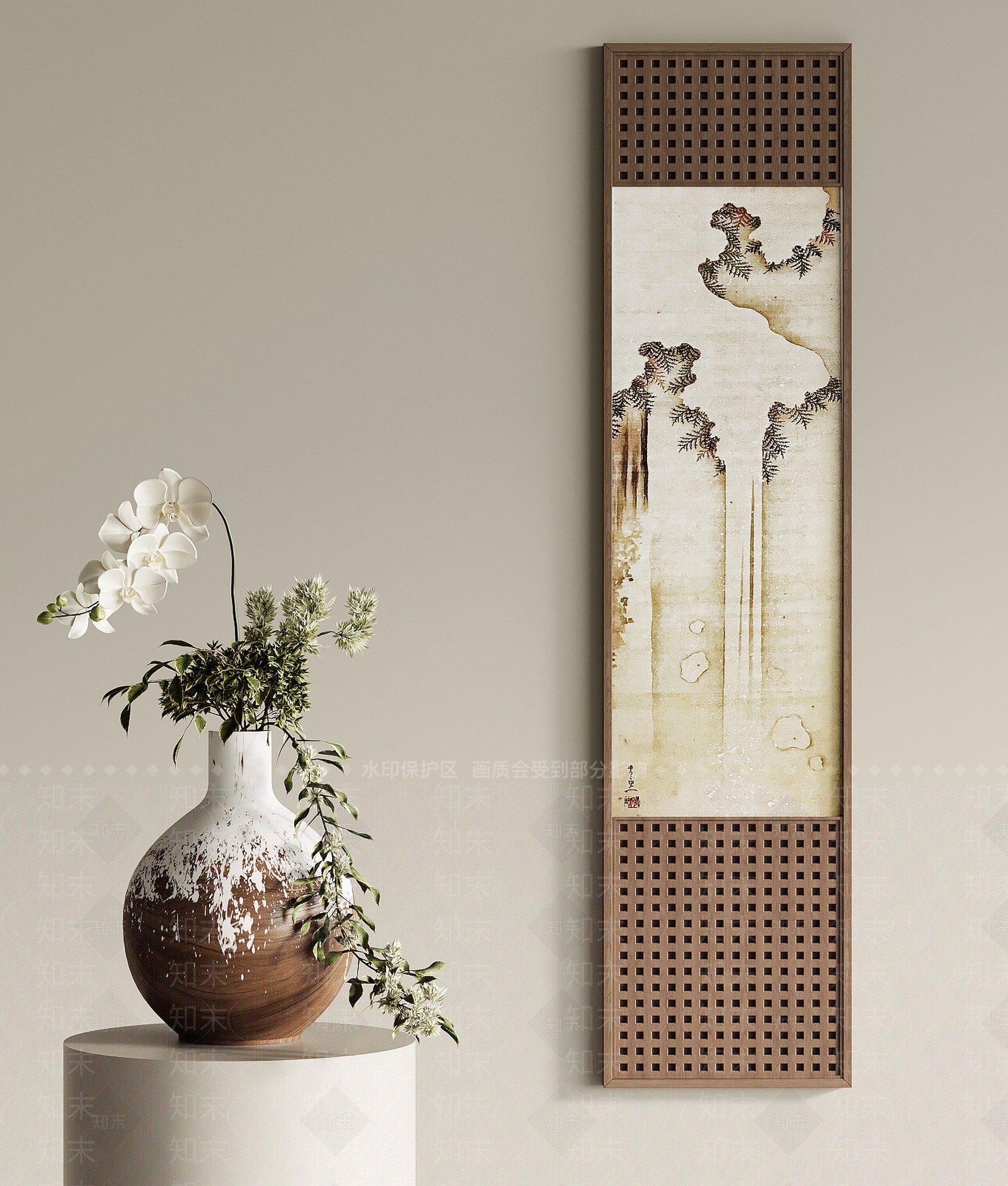 中式国画装饰画3D模型下载【ID:1149025213】