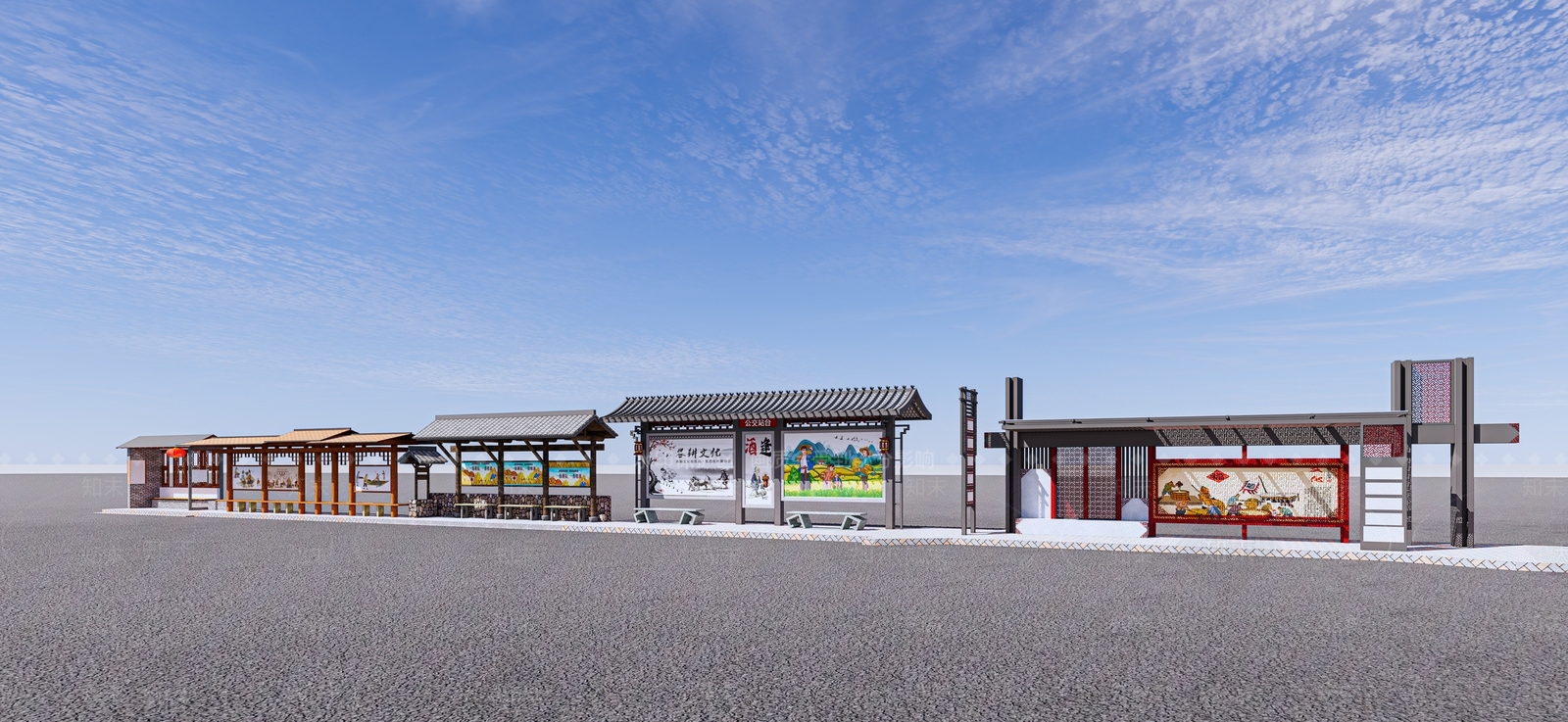 新中式公交岗亭SU模型下载【ID:1149026428】