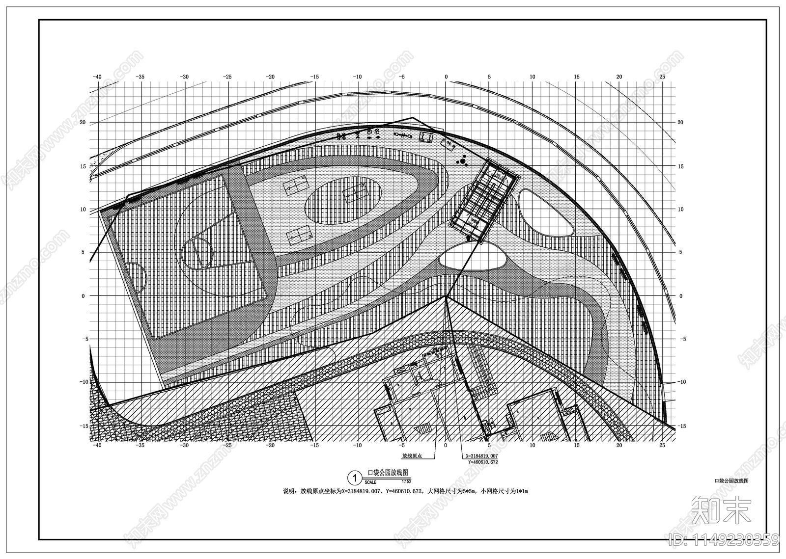 口袋公园景观cad施工图下载【ID:1149230359】