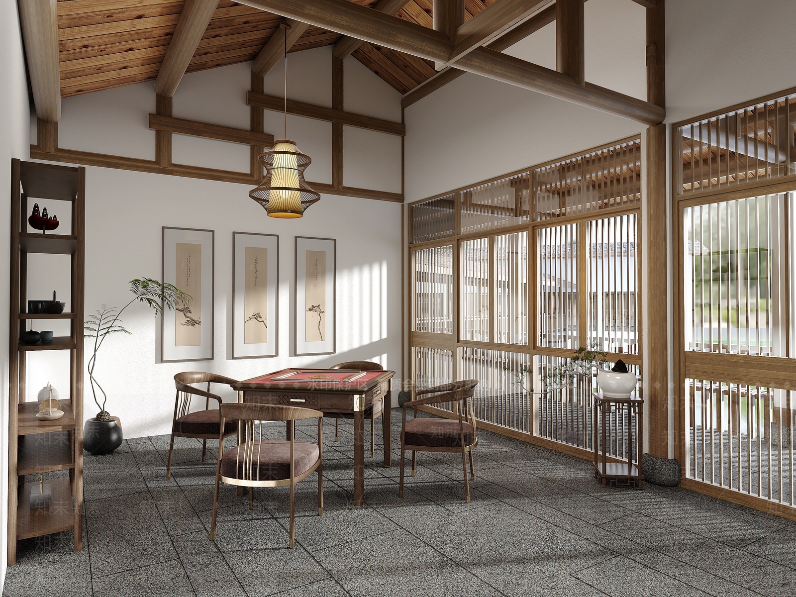 中式棋牌室3D模型下载【ID:1149027349】