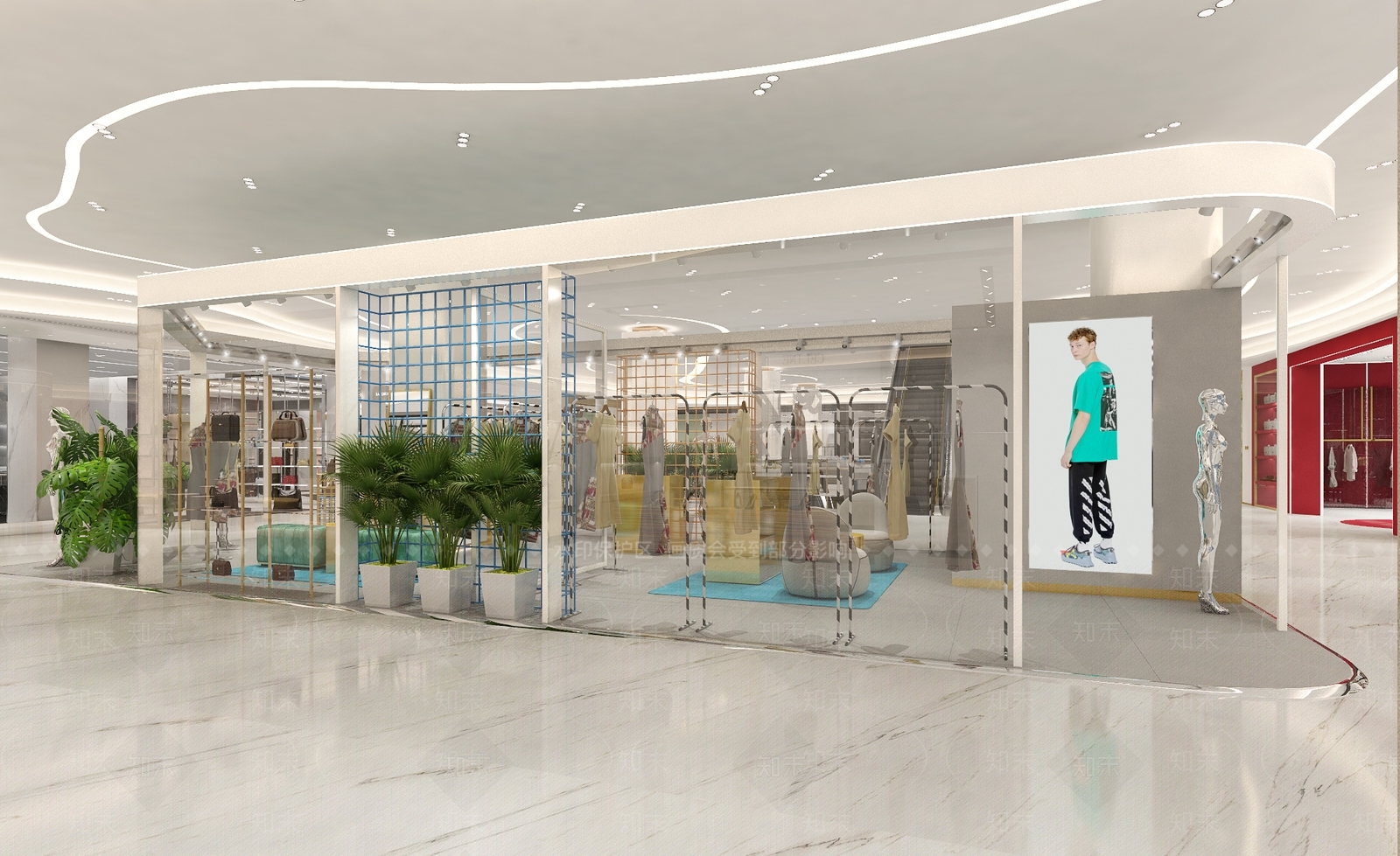 现代商场服装快闪店3D模型下载【ID:1149028345】