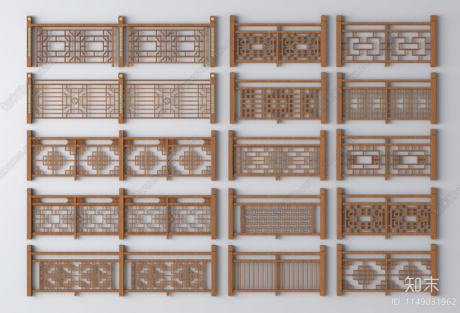 新中式栏杆3D模型下载【ID:1149031962】