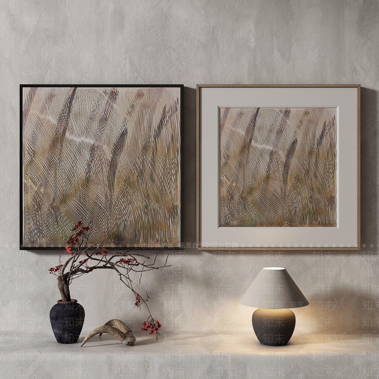 侘寂意式抽象麦田装饰画3D模型下载【ID:1149032115】