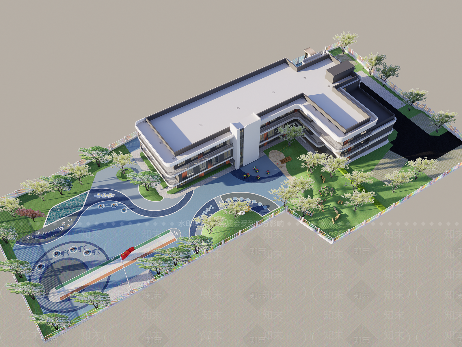 现代幼儿园建筑SU模型下载【ID:1149038381】