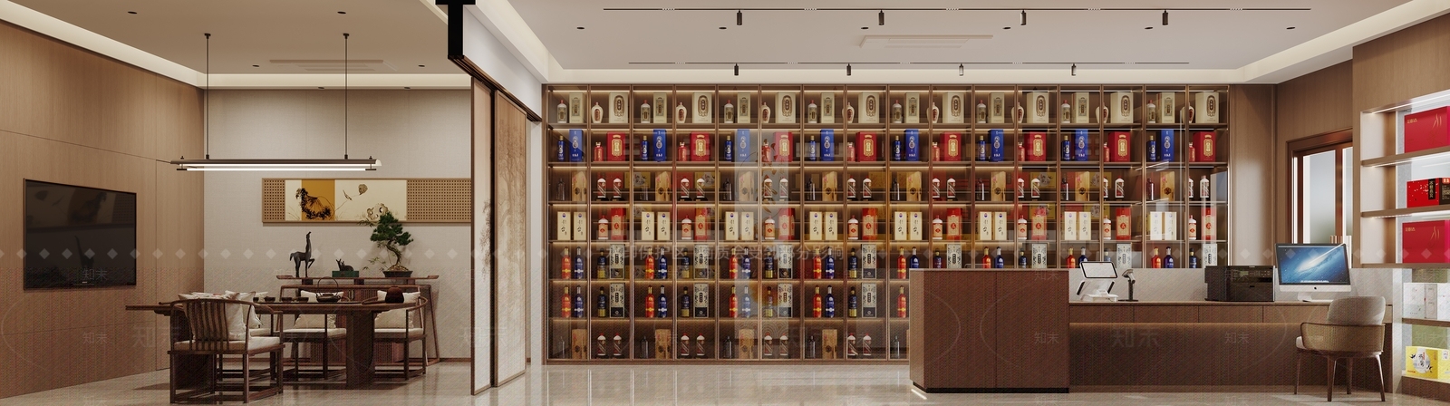 烟酒行茶室品茶区3D模型下载【ID:1149038796】