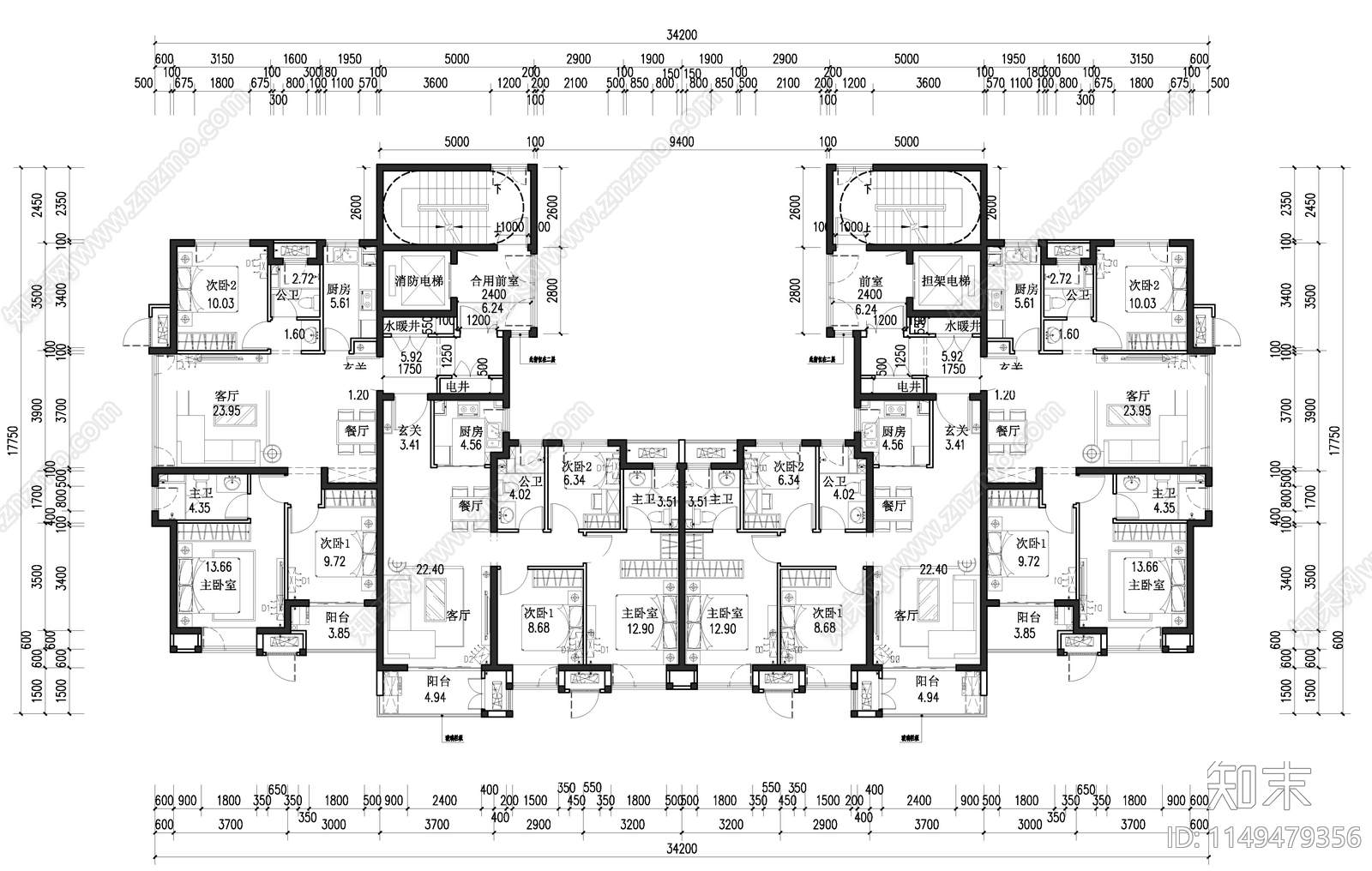 产品标准化研发设计17F平立剖及详图施工图下载【ID:1149479356】