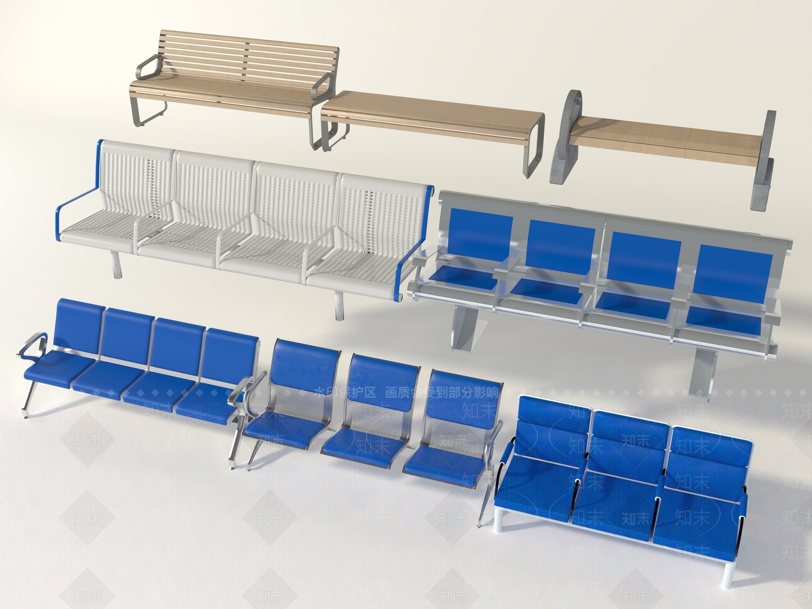 公共座椅3D模型下载【ID:1149041623】