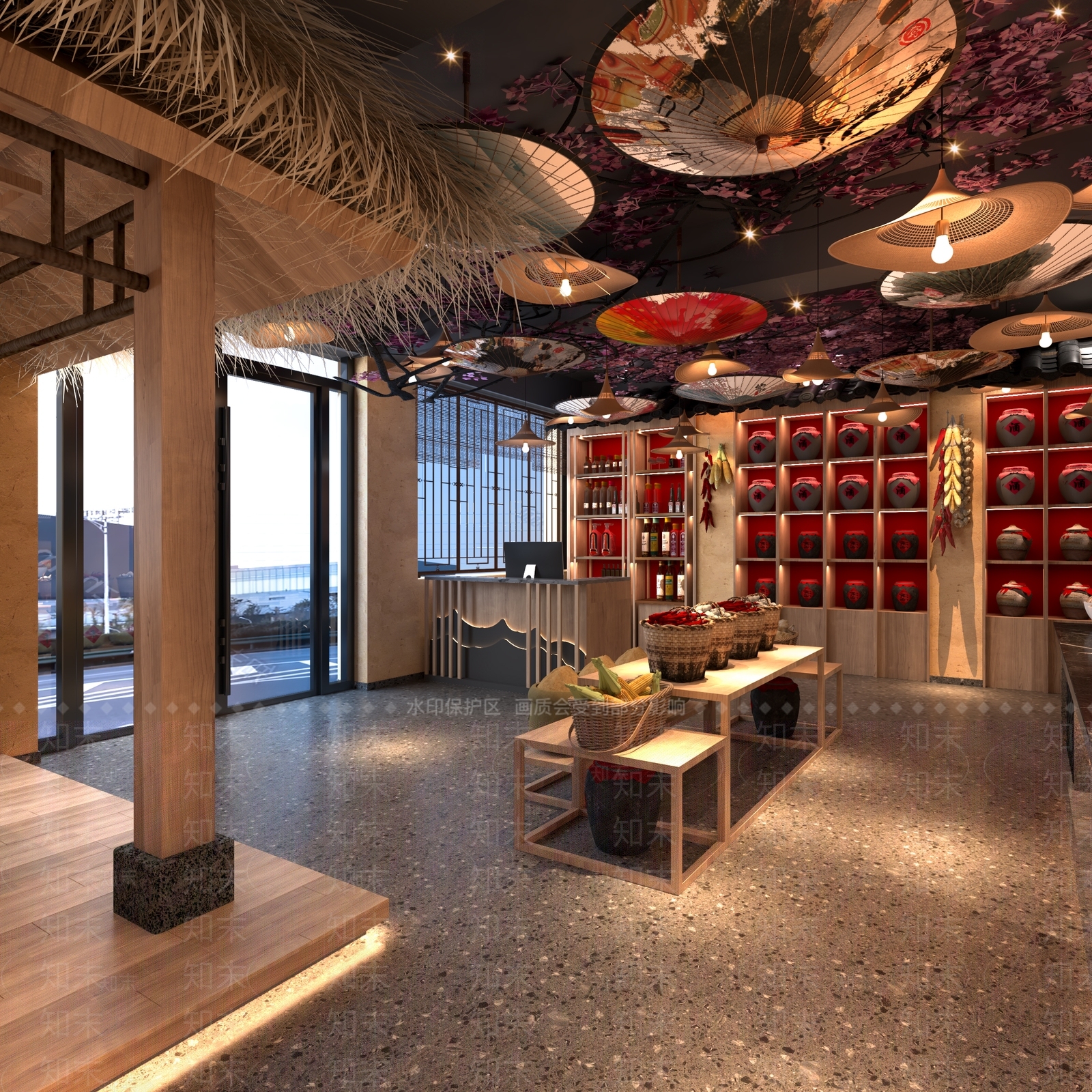 新中式中餐厅3D模型下载【ID:1152379354】