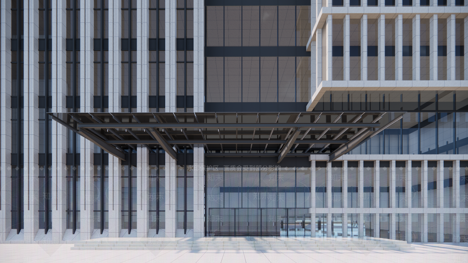 现代办公楼入口大门SU模型下载【ID:1149042603】