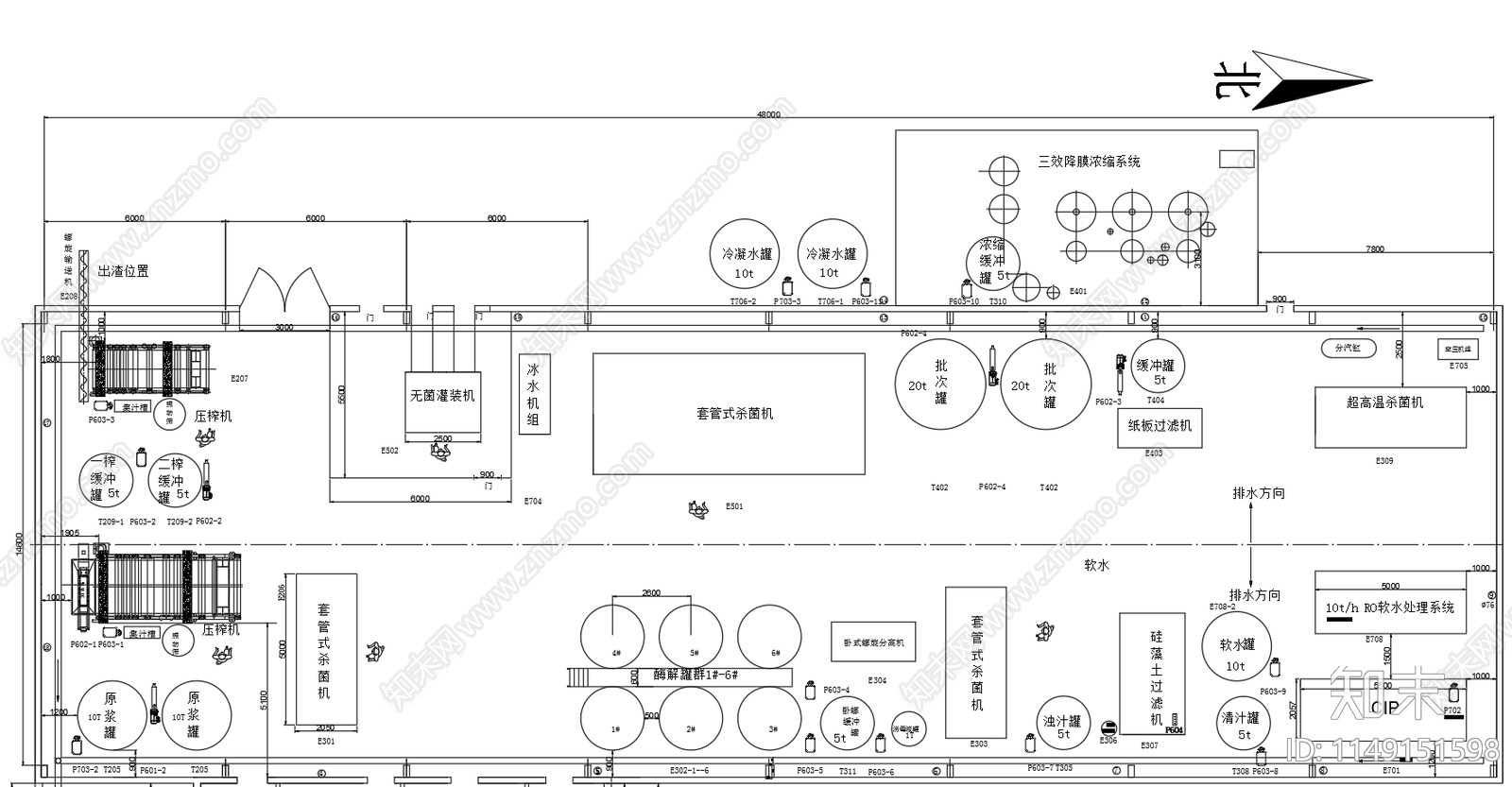 冬枣汁生产车间平面布置图cad施工图下载【ID:1149151598】