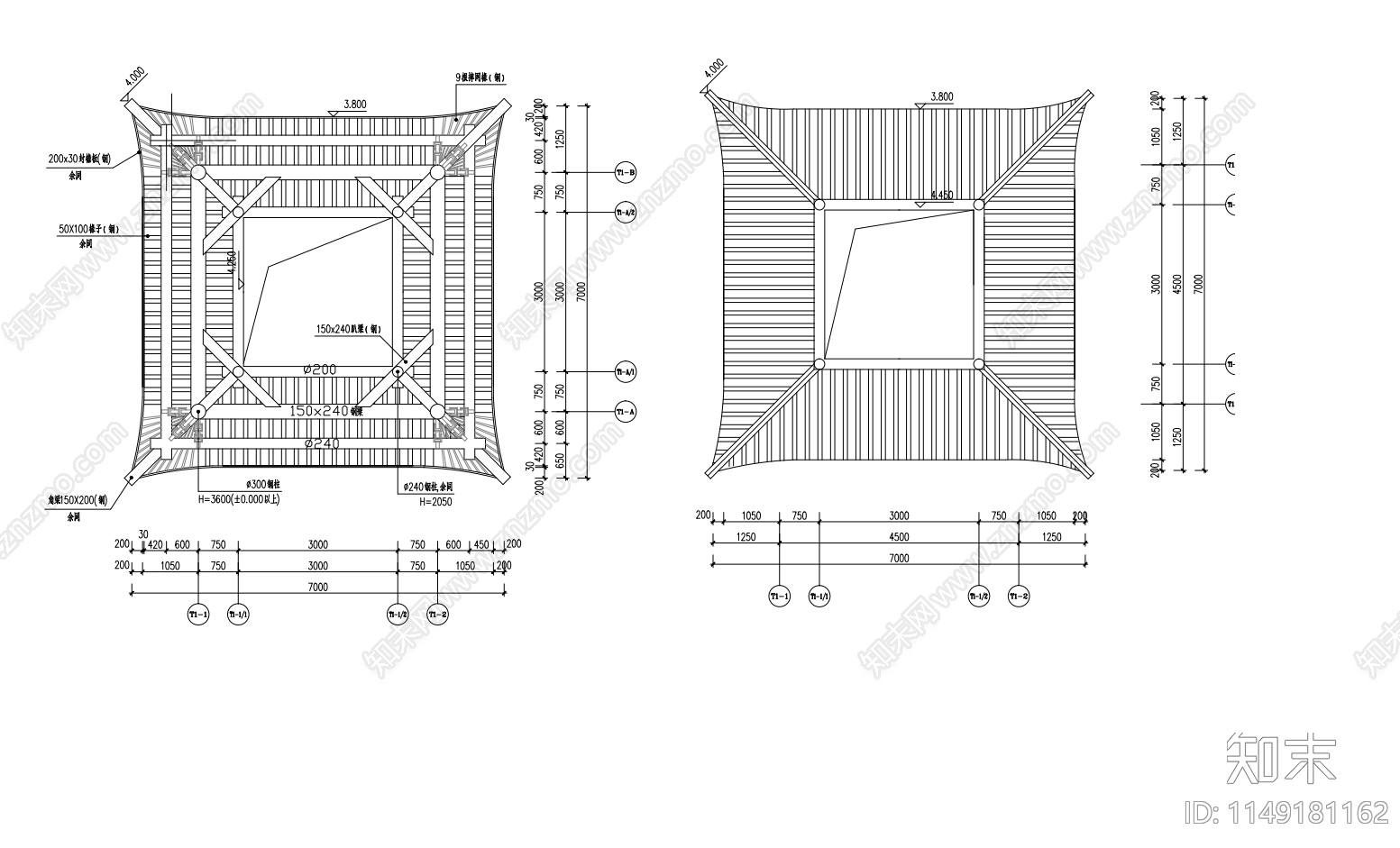 古建重檐亭cad施工图下载【ID:1149181162】
