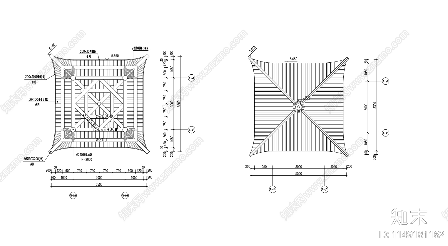 古建重檐亭cad施工图下载【ID:1149181162】