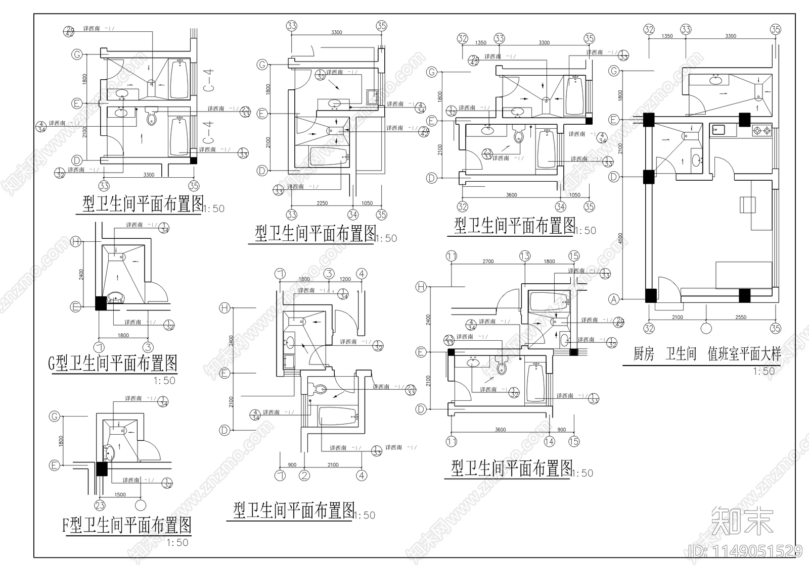 经典住宅建筑cad施工图下载【ID:1149051529】