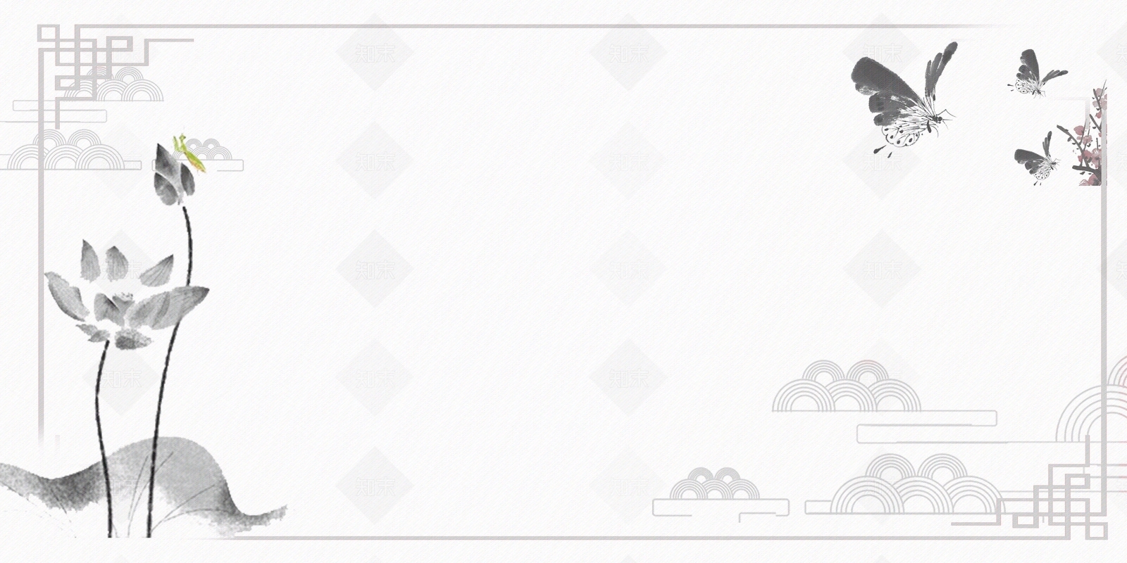 新中式水墨画边框壁纸贴图下载【ID:1149051879】
