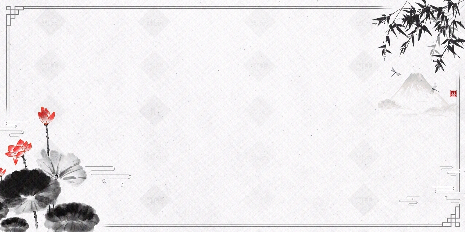 新中式水墨画边框壁纸贴图下载【ID:1149051977】