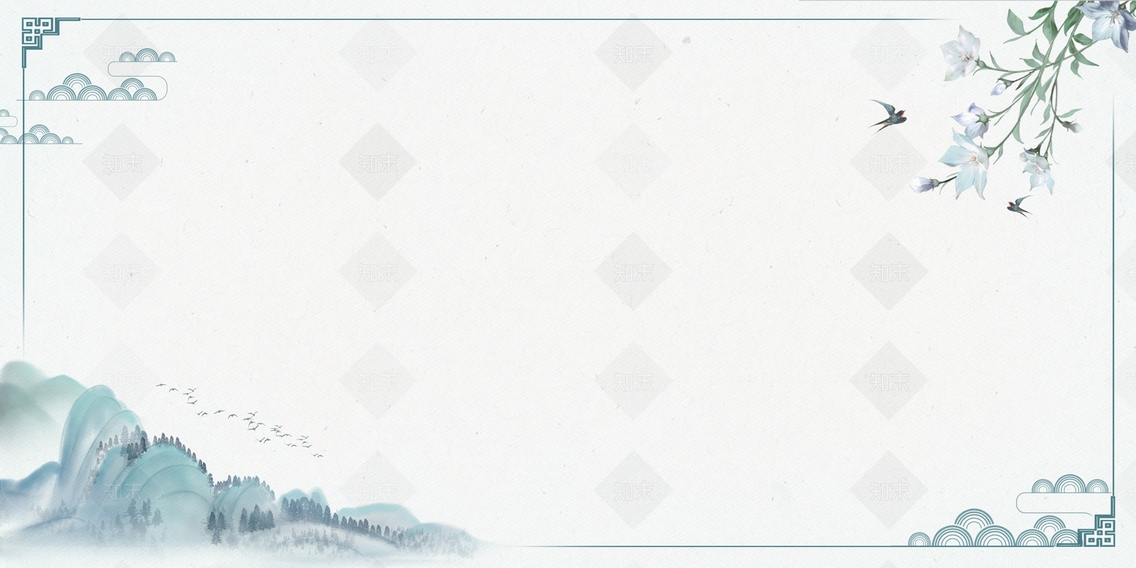 新中式水墨画边框壁纸贴图下载【ID:1149052003】