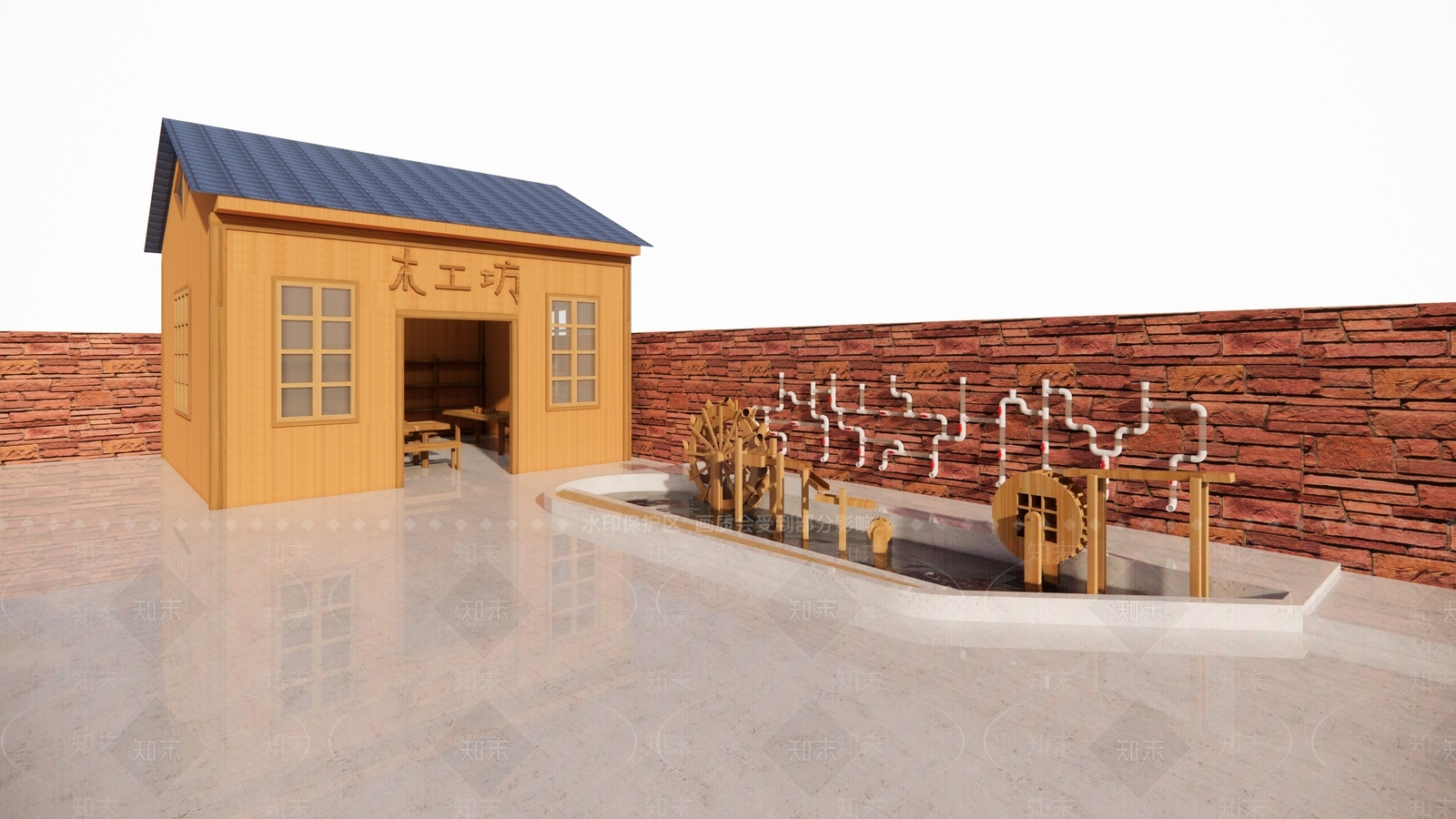 中式农家乐木工手工坊SU模型下载【ID:1149053535】