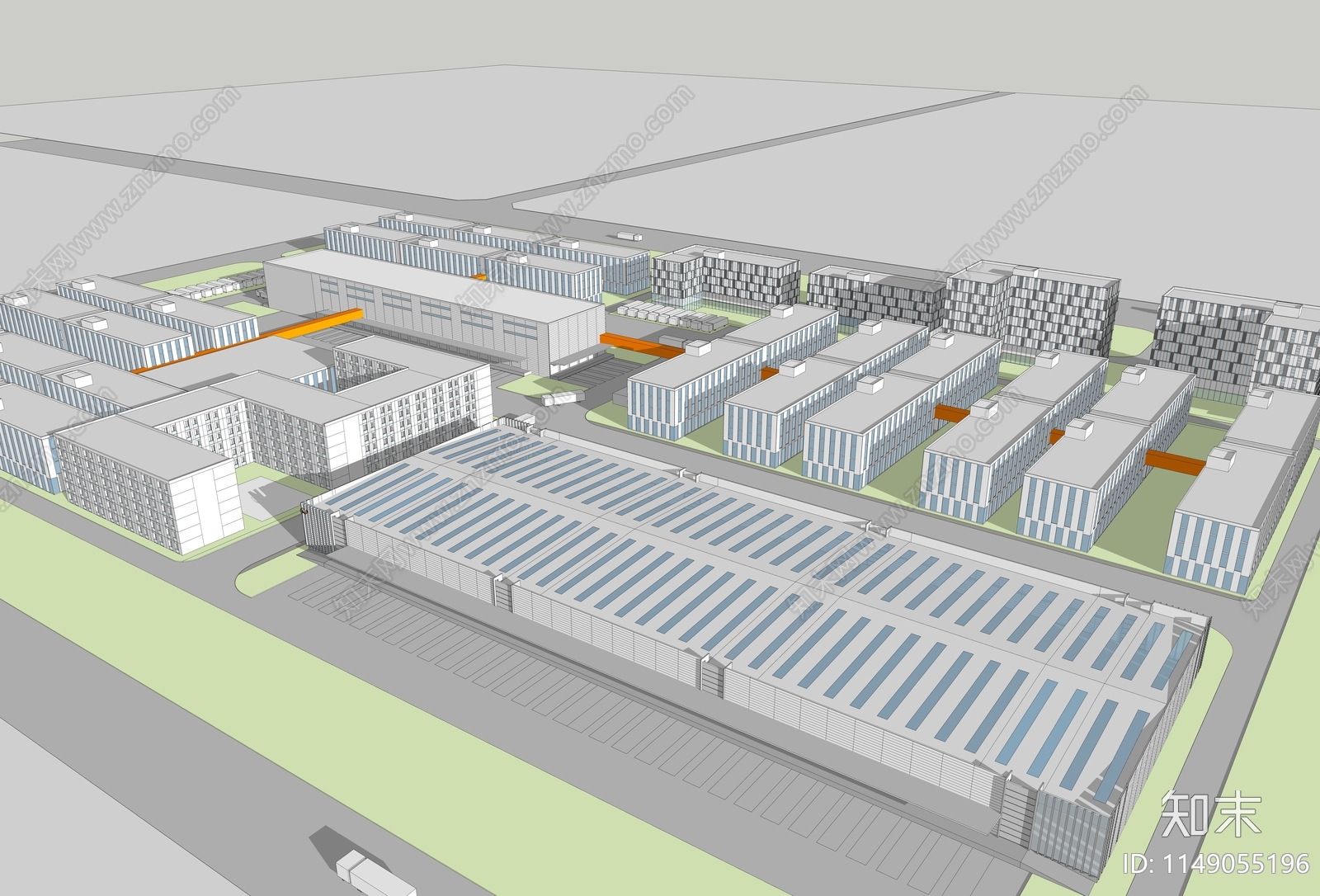 现代仓储物流园SU模型下载【ID:1149055196】