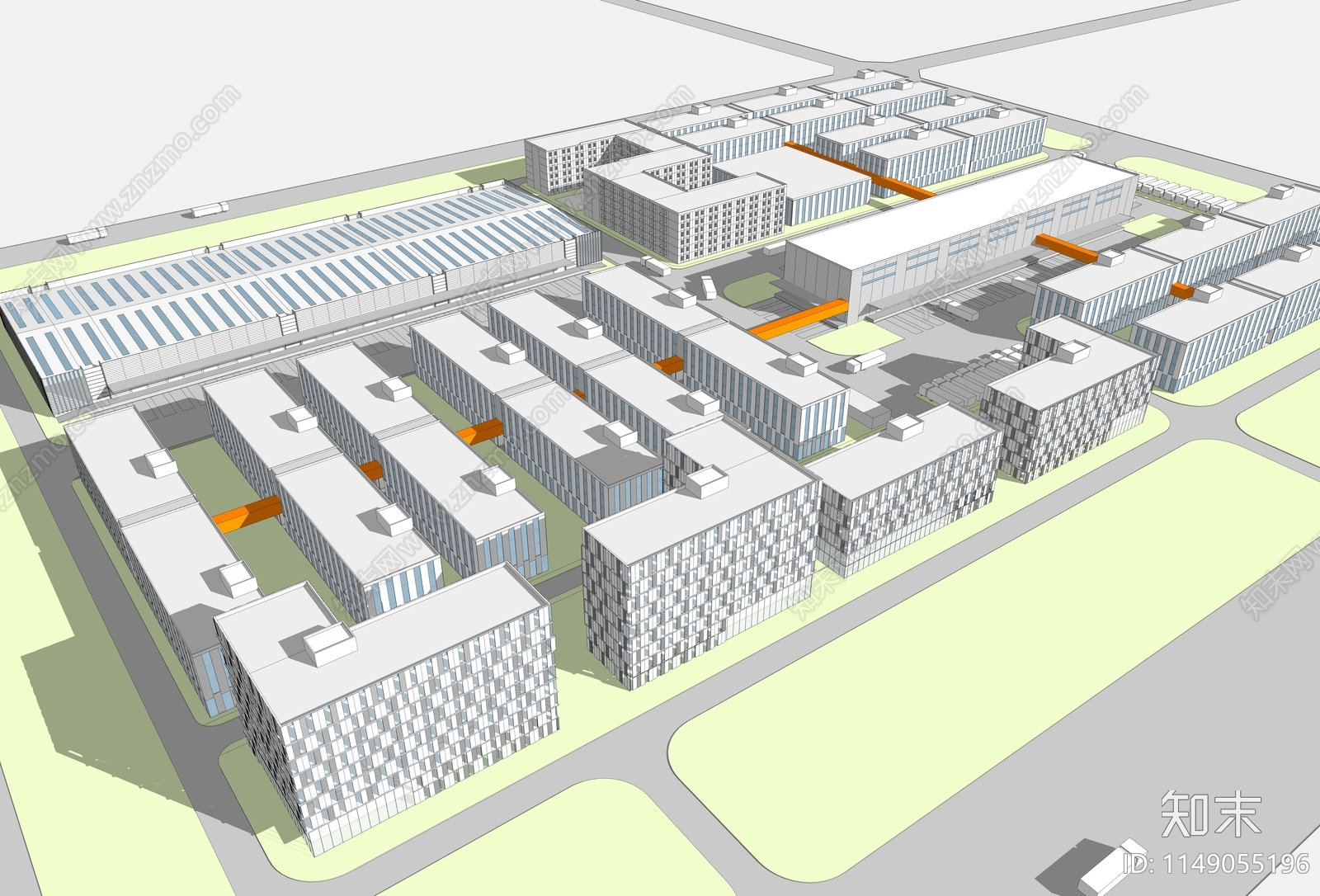 现代仓储物流园SU模型下载【ID:1149055196】