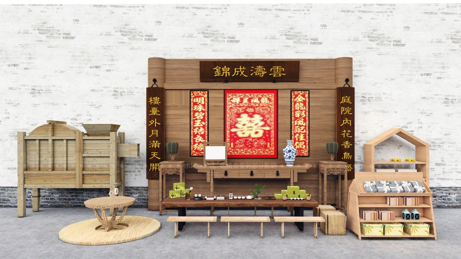 新中式乡村农耕小品SU模型下载【ID:1149184069】