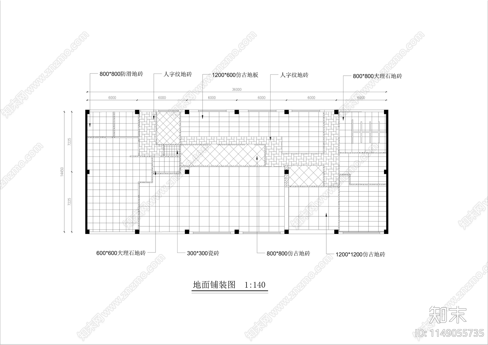 500平方中式茶餐厅平面cad施工图下载【ID:1149055735】