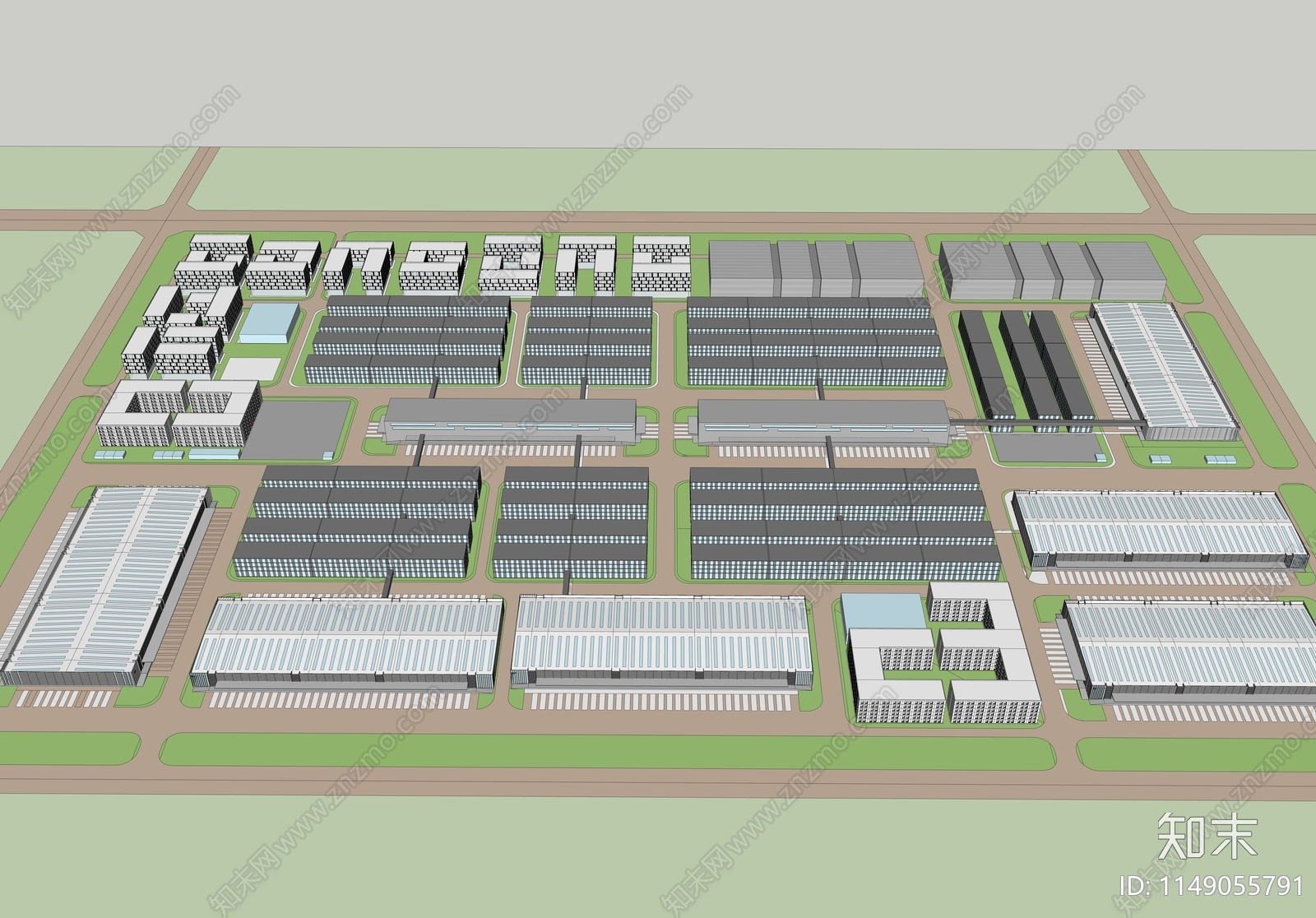 现代仓储物流园SU模型下载【ID:1149055791】