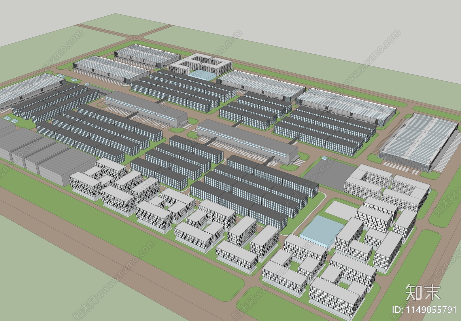 现代仓储物流园SU模型下载【ID:1149055791】