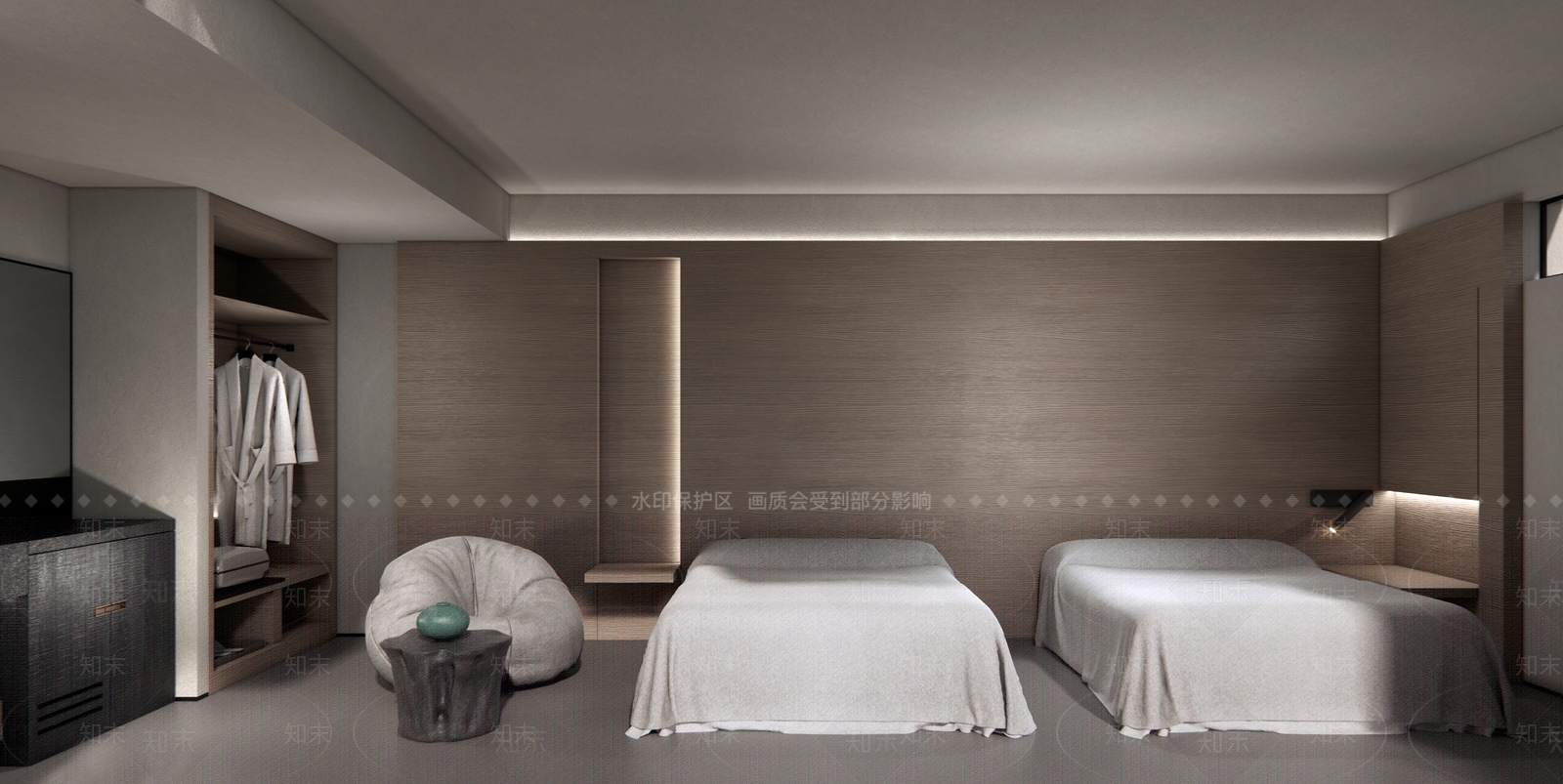 侘寂酒店客房SU模型下载【ID:1149057838】