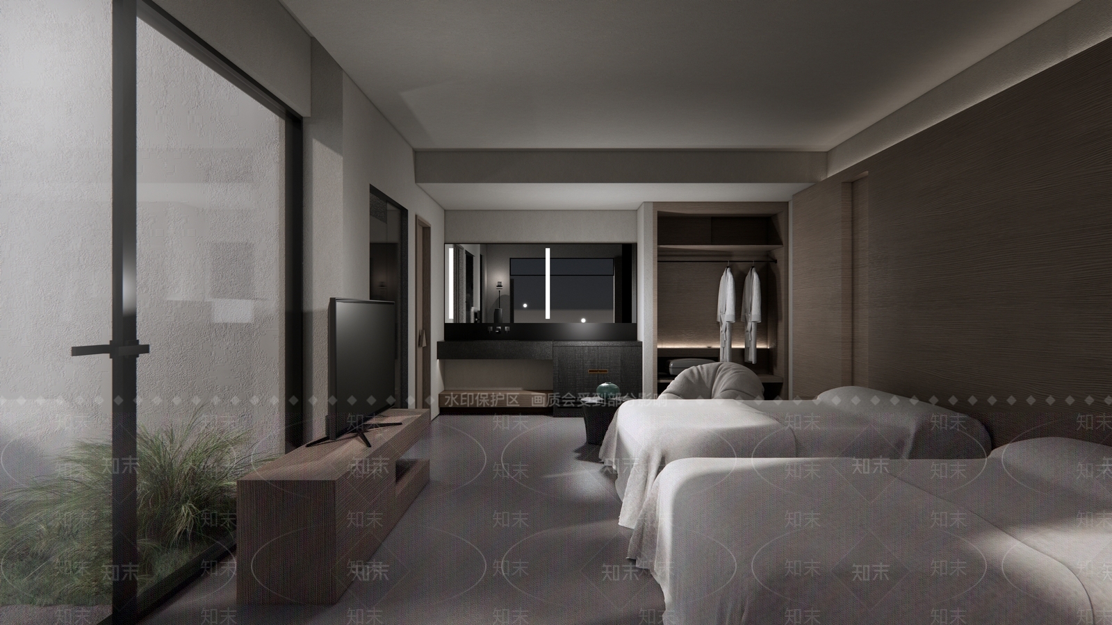 侘寂酒店客房SU模型下载【ID:1149057838】
